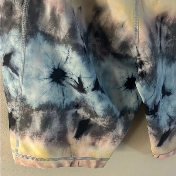 Blue and Yellow Bike Shorts with Tie-Dye Effect - Picture 6 of 9